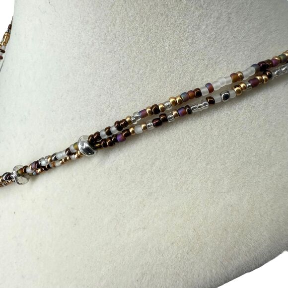 J. Jill Multi-Beaded Strand Necklace Long Agate Pendant Tassel Statement Metal - Picture 7 of 10